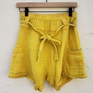 Free People Cotton Gauze Harem Shorts in Yellow Sz XS